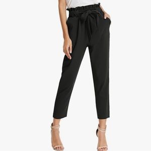 GRACE KARIN Women's Cropped Paper Bag Waist Pants with Pockets